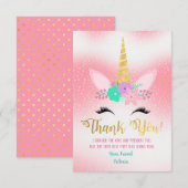 Gold Unicorn Floral Bedankkaart (Voorkant / Achterkant)