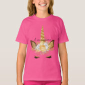 Gold Unicorn Floral T-shirt (Voorkant)
