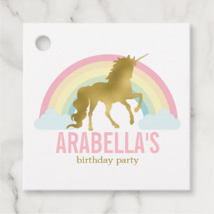 Gold Unicorn Girls Birthday Party Bedankjes Labels
