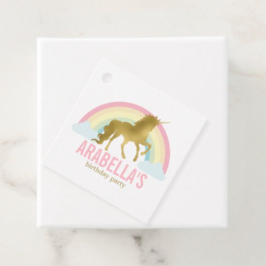 Gold Unicorn Girls Birthday Party Bedankjes Labels (In situ)