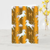 Gold Unicorn Kerstmis Kaart (Gele Bloem)
