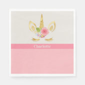 Gold Unicorn Peach Trim, aangepast papier Servet (Voorkant)