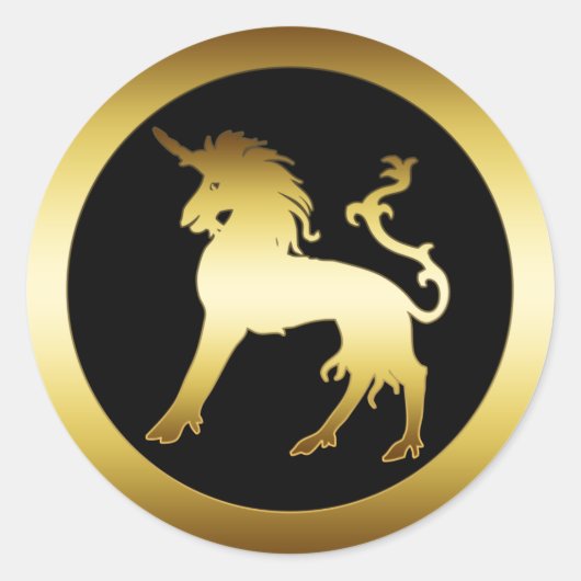 GOLD UNICORN RONDE STICKER (Voorkant)