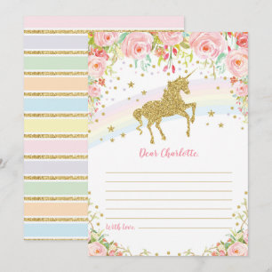 Gold Unicorn Time Capsule Pink Roses Berichtkaart Kaart