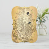 Gold Urn Vintage Birds Faire-part de mariage (Debout devant)
