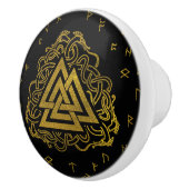 Gold Valknut Symbool op looppatroon Keramische Knop (Rechts)