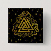 Gold Valknut Symbool op looppatroon Vierkante Button 5,1 Cm (Voorkant)