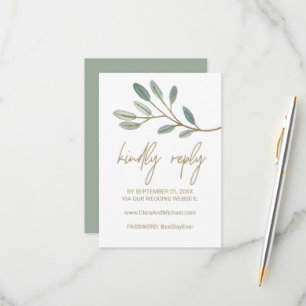 Gold Veine Eucalyptus Site Mariage Carte RSVP