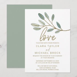 Gold Veined Eucalyptus Love Weddenschap Kaart