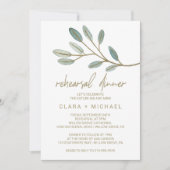 Gold Veined Eucalyptus Rehearings Dinner Kaart (Voorkant)