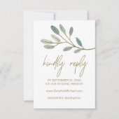 Gold Veined Eucalyptus Weddenschap Website RSVP-ka RSVP Kaartje (Voorkant)