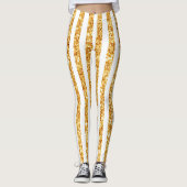 Gold Vertical Glitter Boho Stripes Collectie Leggings (Voorkant)