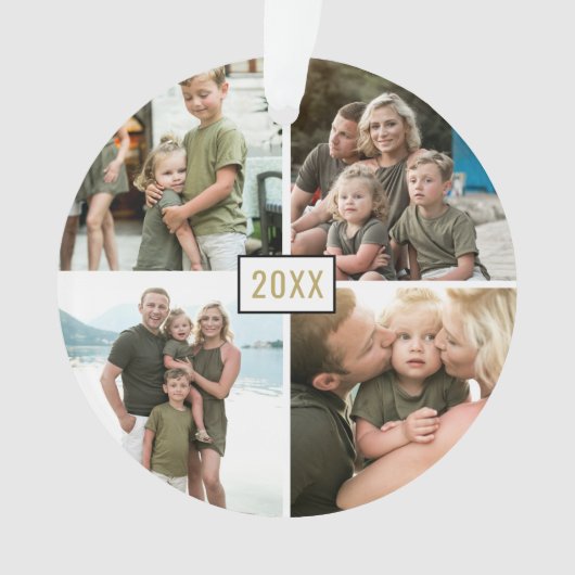 Gold Vier kerstfeestdagen Ornament met foto's (voorkant)