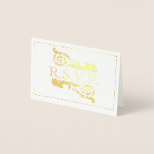   Gold Vierige RSVP Folie Kaart