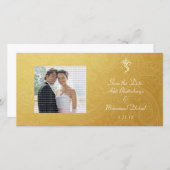 Gold Vinayaka Mariage Enregistrer la date Carte ph (Devant / Derrière)