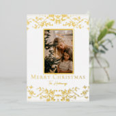 Gold Vines One Photo Folie Holiday Kaart (Staand Voorkant)