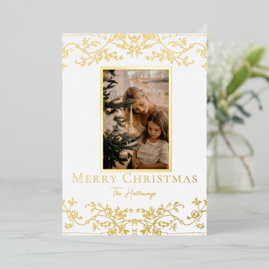 Gold Vins One Photo Foil Carte de vacances (Debout devant)