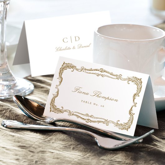 Gold Vintage Classic Script pliable Carte Place