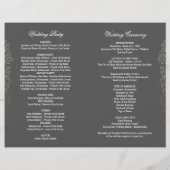 Gold Vintage Floral Gris Programmes de mariage (Dos)