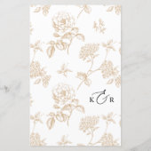 Gold Vintage Floral Modern Script Wedding Menu (Dos)