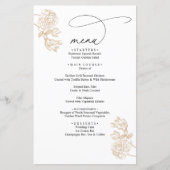 Gold Vintage Floral Modern Script Wedding Menu (Devant)
