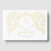 Gold Vintage Flourish Couples Monogram Wedding Gastenboek (Voorkant)