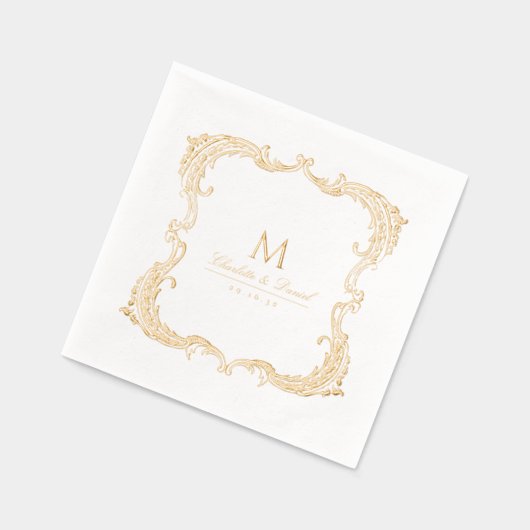 Gold Vintage Frame Classic Script Wedding (Gauche)