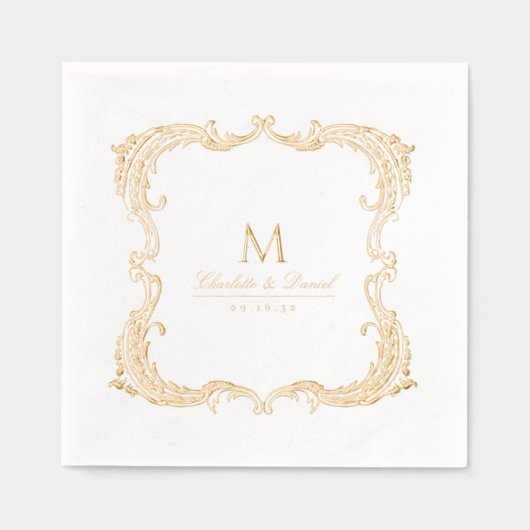 Gold Vintage Frame Classic Script Wedding (Recto)