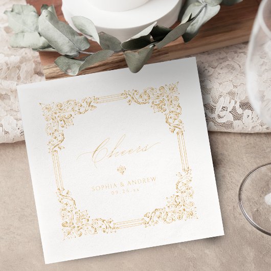 Gold Vintage Frame Elegant Cheers Wedding