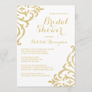 Gold Vintage Glam Élégante invitation à la douche