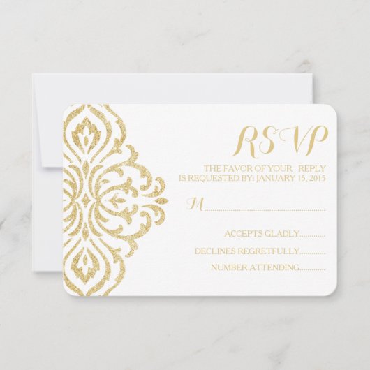 Gold Vintage Glamor Elegance Wedding Carte RSVP (Devant)
