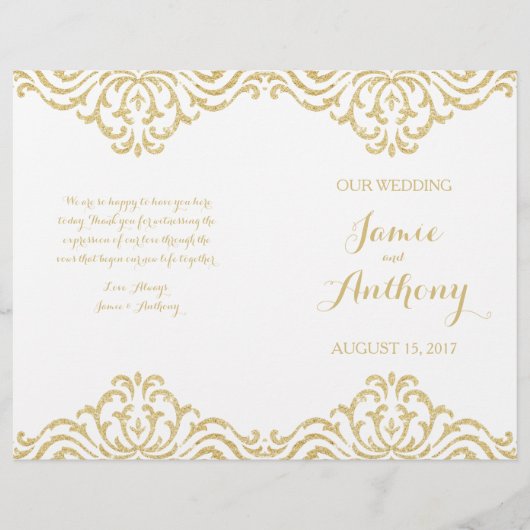 Gold Vintage Glamor Elegance Wedding Programme (Devant)