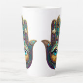 Gold Violet Teal Hamsa w/ Turquoise Third Eye Latte Mok (Voorkant)
