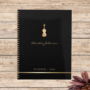 Gold Violin Elegant Music 2025 Annuel Planner