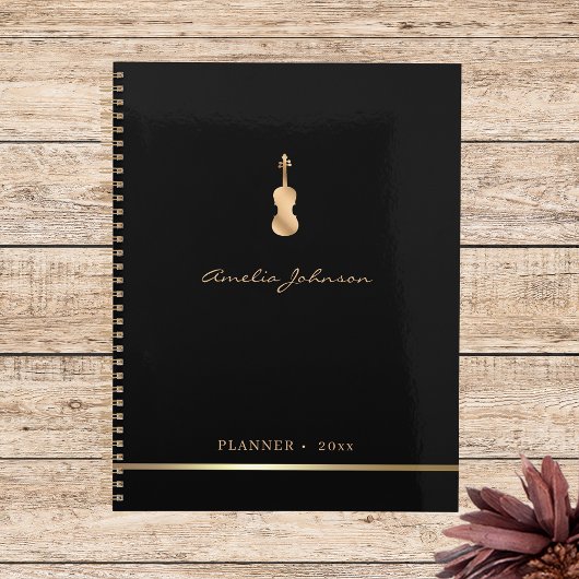 Gold Violin Elegant Music 2026 Annuel Planner