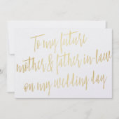 Gold "Voor mijn toekomstige moeder en schoonvader" Kaart (Voorkant)