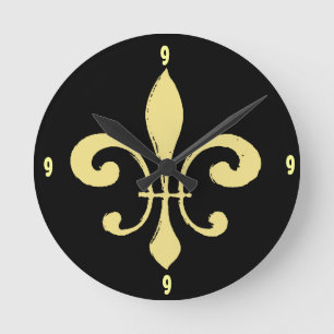 Gold Washout Fleur De Lis, getallen toevoegen Ronde Klok