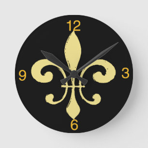 Gold Washout Fleur De Lis, naam toevoegen Ronde Klok