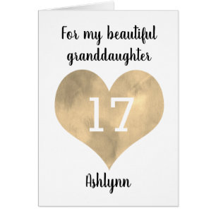 Gold Watercolor Heart 17e anniversaire