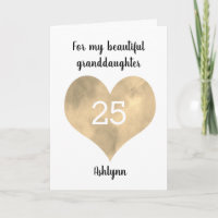Gold Watercolor Heart 25th Birthday