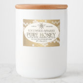 Gold Waterdicht honingetiket met honingraat en bij Voedselcontainer Etiket (Voorkant)