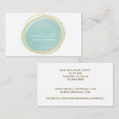 Gold Waterverf Circle Monogram Witte tekst Visitekaartje (Voorkant / Achterkant)