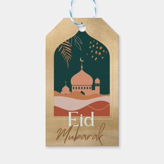 Gold Waterverf Eid Mubarak Eid Gift Labels Cadeaulabel (Voorkant)