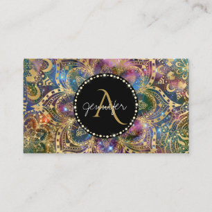 Gold waterverf en nebula mandala sparkly diamond visitekaartje
