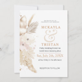 Gold Waterverf Floral Wedding Invitation Kaart