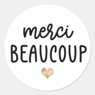 Gold Waterverf Heart Merci Beaucoup Ronde Sticker