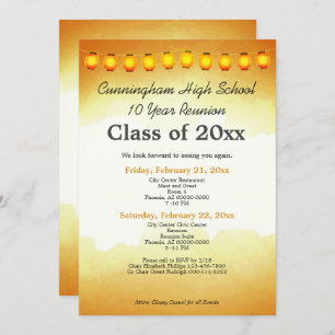 Gold Waterverf High School Class Reunion Sjabloon Kaart
