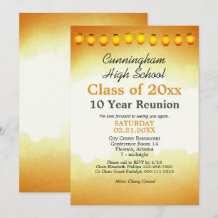 Gold Waterverf High School Class Reunion Sjabloon Kaart