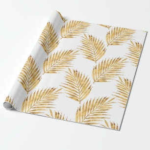 Gold Waterverf Palm Fronds Cadeaupapier