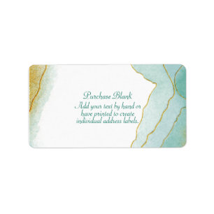Gold Waterverf Turquoise-adres Etiket